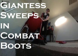 Giantess Sweeps in Combat Boots