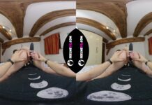 VR180 Video, Busty Lina Masturbates With Vibrator On Man