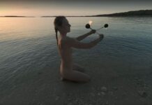 Special Fire Dancing Naked On Sunset Beach Extra Long And Hot With Redhead Lea On Vacation