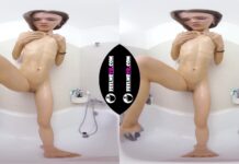180VR Video Polina With Oiled Body Masturbates In A Shower