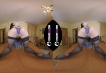 Lilly Mays Masturbates With A Vibrator On The Table 180VR