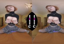 Lilly Mays Masturbates With A Vibrator On The Table 180VR